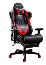 Official AutoFull Gaming Chair Red And Black PU Leather Footrest Racing Style Computer Chair, Headrest E-Sports Swivel Chair, AF070BPUJ Advanced