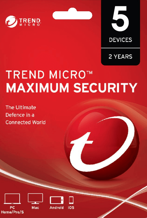 Trend Micro Maximum Security 5 PC 2 Years Key Global